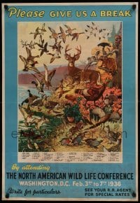6b630 NORTH AMERICAN WILD LIFE CONFERENCE 22x32 special '36 wild life animals by Lynn Bogue Hunt!