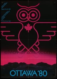 6b355 OTTAWA '80 24x32 Canadian film festival poster '80 owl by Alain Leduc & Francois Brunelle!