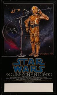 6b025 STAR WARS RADIO DRAMA radio poster '81 art of C-3PO at microphone by Celia Strain!