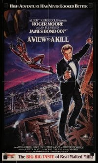 6b685 VIEW TO A KILL 13x22 special '85 art of Roger Moore as James Bond & Grace Jones by Goozee!