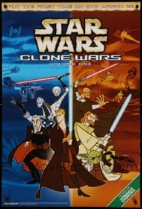 6b768 STAR WARS: CLONE WARS 27x40 video poster '05 cartoon art of Obi-Wan and Anakin, volume 1!