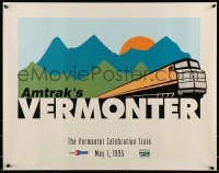 6b061 AMTRAK VERMONTER 22x28 travel poster '95 The celebration train passing through mountains!