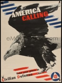 6b041 AMERICA CALLING 30x40 WWII war poster '41 art & photo by Matter & Fisher of bald eagle!