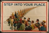 6b053 STEP INTO YOUR PLACE 20x30 English WWI war poster '15 civilians transitioning into soldiers!