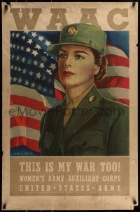 6b057 WAAC 25x38 WWII war poster '43 Dan V. Smith art of pretty woman in uniform!