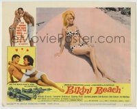6c476 BIKINI BEACH LC #2 '64 full-length sexy Candy Johnson in polka dot bikini on beach!
