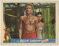 6c485 BLUE LAGOON LC #2 '49 c/u of pretty young Jean Simmons & Donald Houston in grass hut!