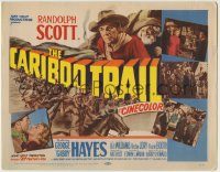 6c099 CARIBOO TRAIL TC '50 art of Randolph Scott & Gabby Hayes vs Native American Indians!