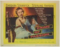 6c124 CRIME OF PASSION TC '57 sexy Barbara Stanwyck reaches for gun to shoot Sterling Hayden!