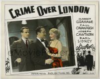 6c529 CRIME OVER LONDON photolobby R40s Basil Sydney jealous of man seducing Margot Grahame!