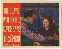 6c543 DECEPTION LC #8 '46 great close up of Paul Henreid holding Bette Davis with those eyes!