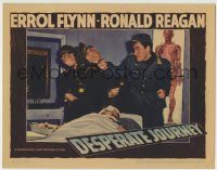 6c547 DESPERATE JOURNEY LC '42 close up of Errol Flynn punching Nazi officer by wounded man!