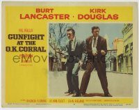 6c618 GUNFIGHT AT THE O.K. CORRAL LC #4 '57 Burt Lancaster & Kirk Douglas with guns drawn, Sturges