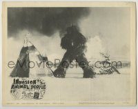 6c658 INVASION OF THE ANIMAL PEOPLE LC #2 '62 John Carradine, cool image of snow beast on rampage!