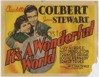 6c235 IT'S A WONDERFUL WORLD TC '39 close up of Jimmy Stewart & Claudette Colbert embracing!