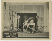 6c668 JERRY THE GIANT LC '26 great image of The Wonder Child of the Screen with dog in fireplace!