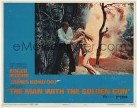 6c727 MAN WITH THE GOLDEN GUN LC #2 '74 Roger Moore as James Bond & Britt Ekland narrowly escape!