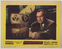 6c766 NIGHTMARE LC #4 '56 Edward G. Robinson shocks the screen awake, Cornell Woolrich noir!