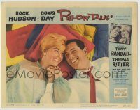 6c801 PILLOW TALK LC #5 '59 best romantic close up of Rock Hudson & Doris Day smiling really big!