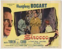 6c858 SIROCCO LC '51 Humphrey Bogart in trench coat on stairs surrounded by armed soldiers!