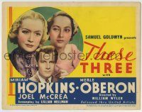 6c392 THESE THREE TC '36 Joel McCrea in a love triangle between Miriam Hopkins & Merle Oberon!