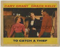 6c931 TO CATCH A THIEF LC #4 '55 Cary Grant, Brigitte Auber & guy in wine cellar, Alfred Hitchcock
