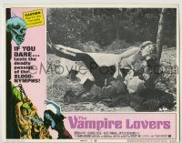 6c964 VAMPIRE LOVERS LC #2 '70 Hammer, sexy Ingrid Pitt and  Ferdy Mayne fighting!