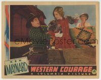 6c978 WESTERN COURAGE LC '35 cowboy Ken Maynard gives unwanted help to pretty Geneva Mitchell!