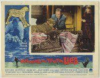 6c984 WHERE THE TRUTH LIES LC #1 '62 great close up of Jean-Marc Bory with pet leopard!