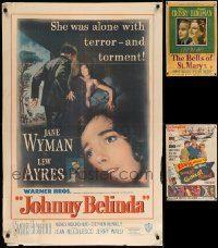 6d001 LOT OF 3 ONE-SHEETS MOUNTED ON BOARDS '40s-60s Johnny Belinda, Bells of St. Mary's, Elvis!