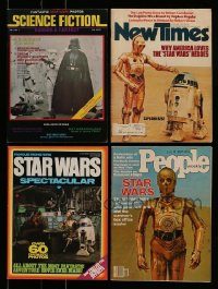 6d183 LOT OF 4 MAGAZINES WITH STAR WARS COVERS '70s filled with images & information!