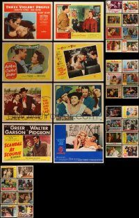 6d145 LOT OF 62 LOBBY CARDS '40s-60s great scenes from a variety of different movies!