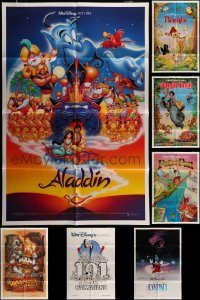6d131 LOT OF 8 FOLDED ONE-SHEETS FROM ANIMATED DISNEY FILMS '80s-90s Aladdin, Jungle Book & more!