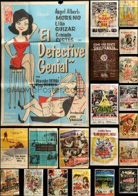 6d187 LOT OF 33 FOLDED MEXICAN POSTERS '50s-60s great images from a variety of movies!
