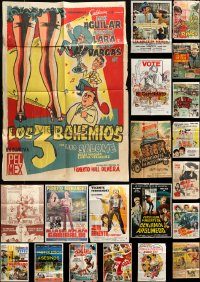 6d186 LOT OF 34 FOLDED MEXICAN POSTERS '60s-70s great images from a variety of movies!