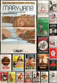 6d083 LOT OF 101 FOLDED SEXPLOITATION ONE-SHEETS '60s-80s great sexy images with some nudity!