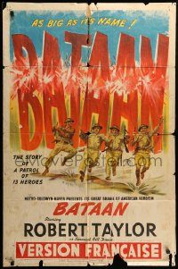 6f061 BATAAN style D 1sh '43 Robert Taylor in the story of a World War II patrol of 13 heroes!