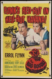 6f077 BIG BOODLE 1sh '57 Errol Flynn red-hot in Havana Cuba with sexy Rossana Rory!