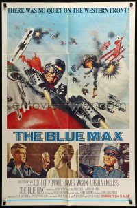6f097 BLUE MAX 1sh '66 Frank McCarthy art of WWI fighter pilot George Peppard in airplane!