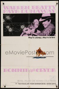 6f100 BONNIE & CLYDE 1sh '67 notorious crime duo Warren Beatty & Faye Dunaway, Arthur Penn!