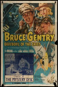 6f107 BRUCE GENTRY DAREDEVIL OF THE SKIES chapter 1 1sh '49 Tom Neal serial, The Mystery Disc!