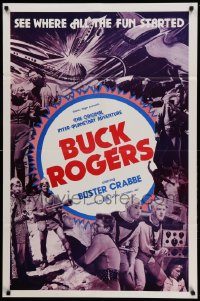 6f108 BUCK ROGERS 1sh R66 Buster Crabbe sci-fi serial, see where all the fun started!