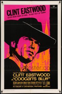 6f165 COOGAN'S BLUFF 1sh '68 art of Clint Eastwood in New York City, directed by Don Siegel!
