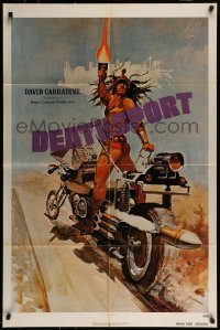 6f199 DEATHSPORT teaser 1sh '78 David Carradine, great artwork of futuristic battle motorcycle!
