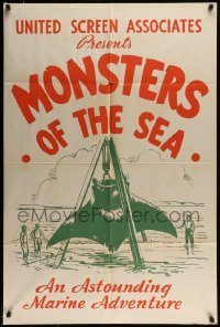 6f206 DEVIL MONSTER 1sh R30s Monsters of the Sea, cool artwork of giant manta ray!