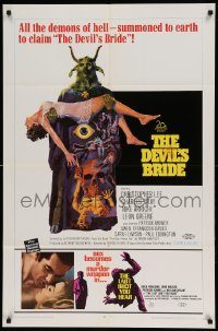 6f207 DEVIL'S BRIDE/LAST SHOT YOU HEAR 1sh '68 great horror artwork, Terence Fisher, Hammer!
