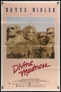 6f217 DIVINE MADNESS style A 1sh '80 wacky image of Bette Midler as part of Mt. Rushmore!