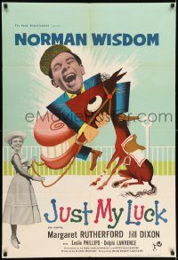 6f443 JUST MY LUCK English 1sh '57 wacky artwork of Norman Wisdom!