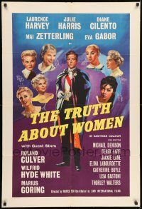 6f911 TRUTH ABOUT WOMEN English 1sh '58 Laurence Harvey, Julie Harris, English comedy!