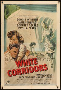 6f958 WHITE CORRIDORS English 1sh '51 art of nurse Googie Withers & Doctor James Donald!